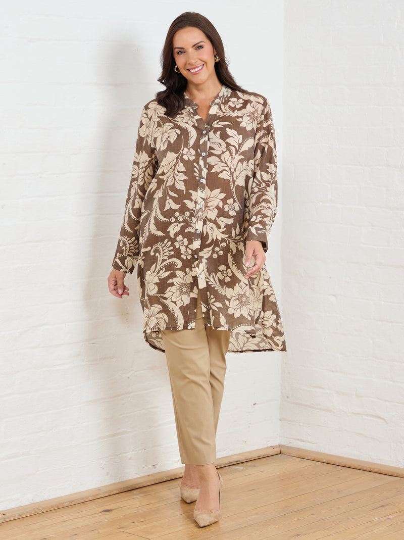 Josephine Printed Shirt - Brown